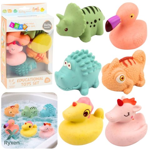 Zestaw Gumowe Zwierzątka Edukacyjne Do Kąpieli Zabawy Pastelowe 6 szt. LEAN TOYS