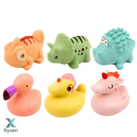Zestaw Gumowe Zwierzątka Edukacyjne Do Kąpieli Zabawy Pastelowe 6 szt. LEAN TOYS