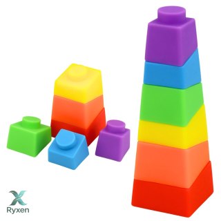 Zestaw Klocki Gumowe Wieża Rakieta Kosmonauta Kolorowe 11 el. LEAN TOYS