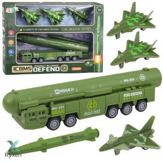 Zestaw Militarny Ciężarówka Myśliwce Z Napędem Wyrzutnia Rakiet LEAN TOYS