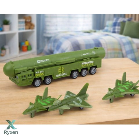 Zestaw Militarny Ciężarówka Myśliwce Z Napędem Wyrzutnia Rakiet LEAN TOYS