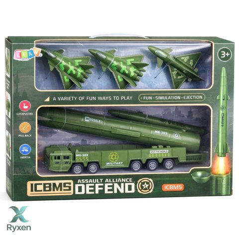 Zestaw Militarny Ciężarówka Myśliwce Z Napędem Wyrzutnia Rakiet LEAN TOYS