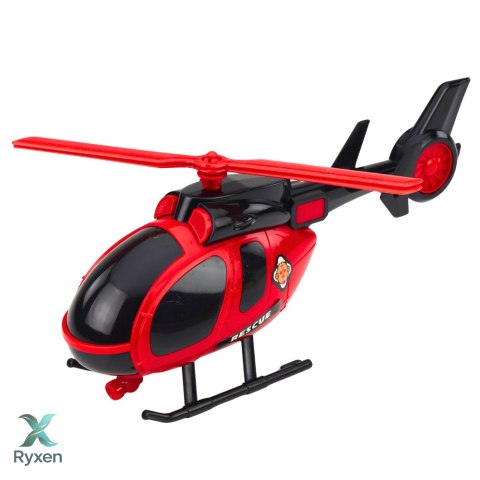 Zestaw Strażacki Ratunkowy Ciężarówka Laweta Auto Helikopter Światła Dźwięk LEAN TOYS