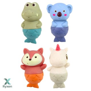 Zestaw Zabawki Do Kąpieli Zwierzątka Syrenki Gumowe 4 szt. LEAN TOYS