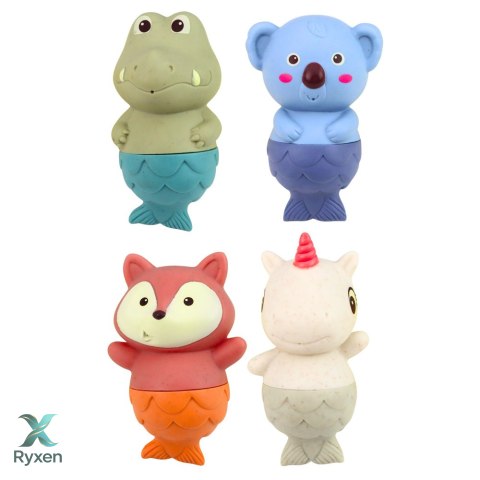 Zestaw Zabawki Do Kąpieli Zwierzątka Syrenki Gumowe 4 szt. LEAN TOYS