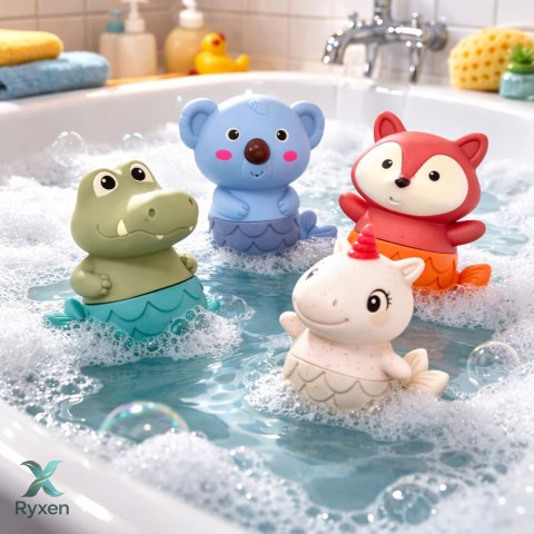 Zestaw Zabawki Do Kąpieli Zwierzątka Syrenki Gumowe 4 szt. LEAN TOYS