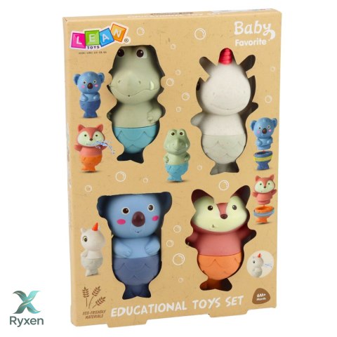 Zestaw Zabawki Do Kąpieli Zwierzątka Syrenki Gumowe 4 szt. LEAN TOYS