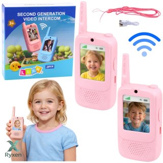 Krótkofalówki Dla Dzieci Wideo Rozmowa Nagrywanie Aparat Różowe LEAN TOYS