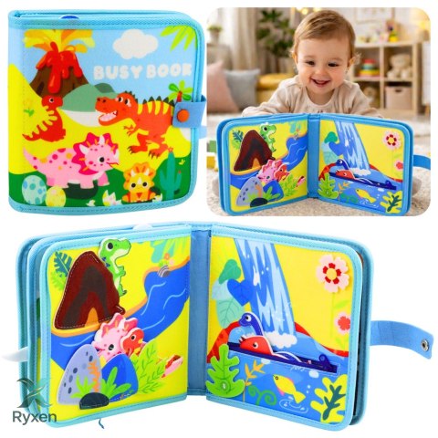 Książeczka Edukacyjna Sensoryczna Filcowa 3D Dinozaury LEAN TOYS