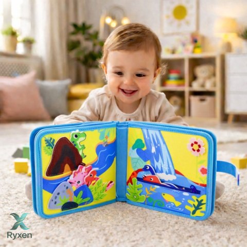 Książeczka Edukacyjna Sensoryczna Filcowa 3D Dinozaury LEAN TOYS