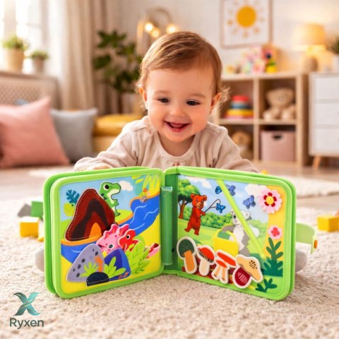 Książeczka Edukacyjna Sensoryczna Filcowa 3D Dzikie Zwierzęta LEAN TOYS
