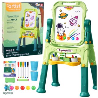 Tablica Dwustronna Magnetyczna Kredowa Suchościeralna Magnesy Kredy 48 el. LEAN TOYS