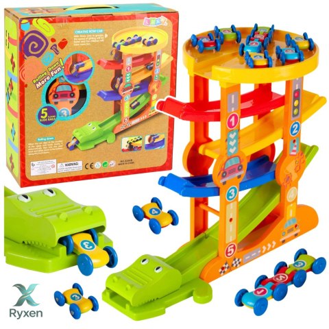 Tor Zjeżdżalnia Równoważnia Dla Autek Krokodyl 5 Poziomów LEAN TOYS