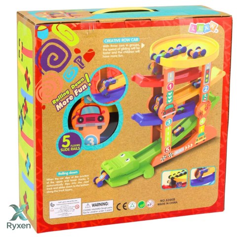 Tor Zjeżdżalnia Równoważnia Dla Autek Krokodyl 5 Poziomów LEAN TOYS