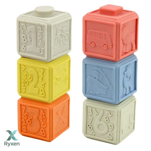 Zestaw Miękkie Zabawki Sensoryczne Piłeczki Piramidka Klocki 18 el. LEAN TOYS