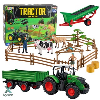 Zestaw Rolniczy Traktor z Przyczepą Zwierzęta Farmerzy Farma 45 el. LEAN TOYS