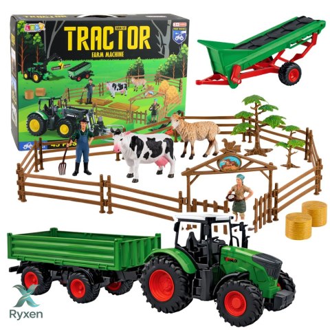 Zestaw Rolniczy Traktor z Przyczepą Zwierzęta Farmerzy Farma 45 el. LEAN TOYS