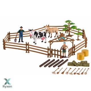 Zestaw Rolniczy Traktor z Przyczepą Zwierzęta Farmerzy Farma 45 el. LEAN TOYS