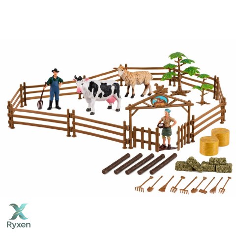 Zestaw Rolniczy Traktor z Przyczepą Zwierzęta Farmerzy Farma 45 el. LEAN TOYS