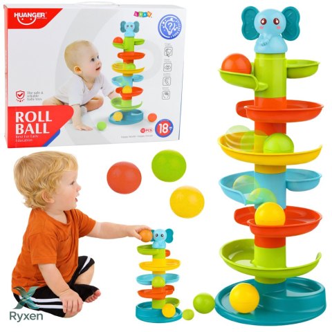 Zjeżdżalnia Dla Piłek Sensoryczna Edukacyjna Wieża Ze Słonikiem LEAN TOYS