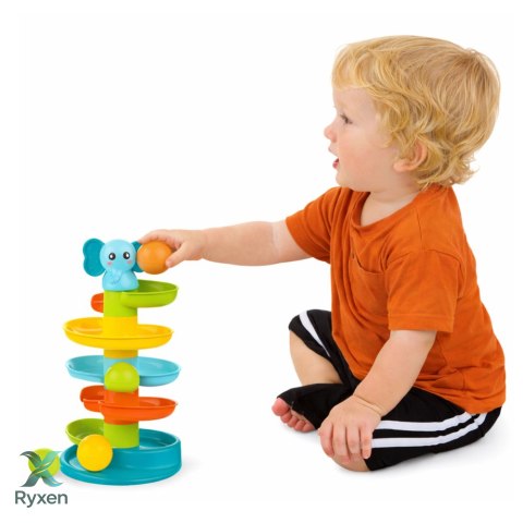 Zjeżdżalnia Dla Piłek Sensoryczna Edukacyjna Wieża Ze Słonikiem LEAN TOYS