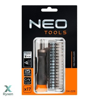 Końcówki wkrętakowe precyzyjne z uchwytem, zestaw 17 szt. NEO TOOLS