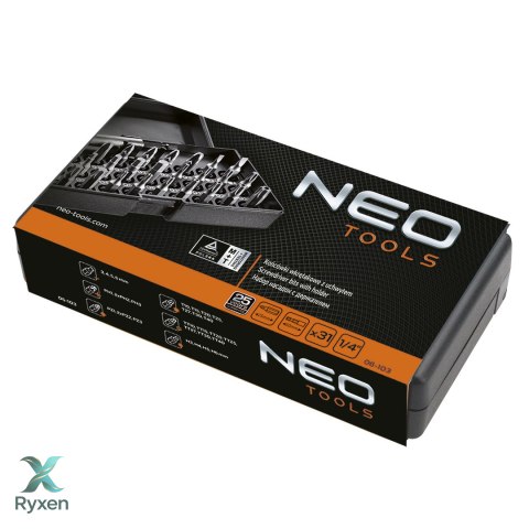 Końcówki wkrętakowe z uchwytem, zestaw 31 szt. NEO TOOLS
