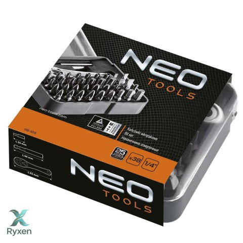 Końcówki wkrętakowe z uchwytem, zestaw 38 szt. NEO TOOLS