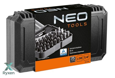 Końcówki wkrętakowe z uchwytem, zestaw 38 szt. NEO TOOLS