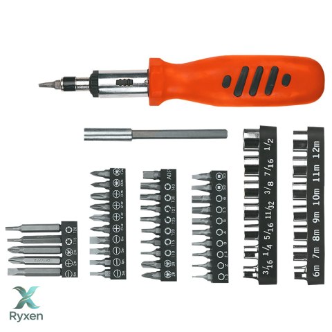 Końcówki wkrętakowe z uchwytem, zestaw 52 szt. Top Tools