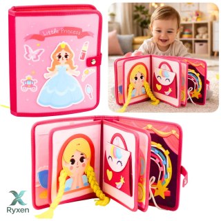Książeczka Edukacyjna Sensoryczna Filcowa 3D Księżniczki Różowa LEAN TOYS