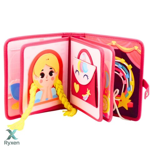 Książeczka Edukacyjna Sensoryczna Filcowa 3D Księżniczki Różowa LEAN TOYS