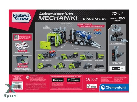 Naukowa Zabawa Klocki Laboratorium Mechaniki Transporter Język Polski Clementoni 50249 CLEMENTONI