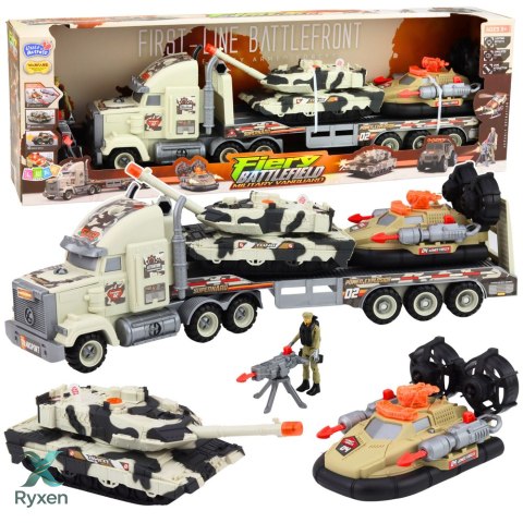 Zestaw Militarny Wojskowy Ciężarówka Czołg Poduszkowiec Żołnierz LEAN TOYS