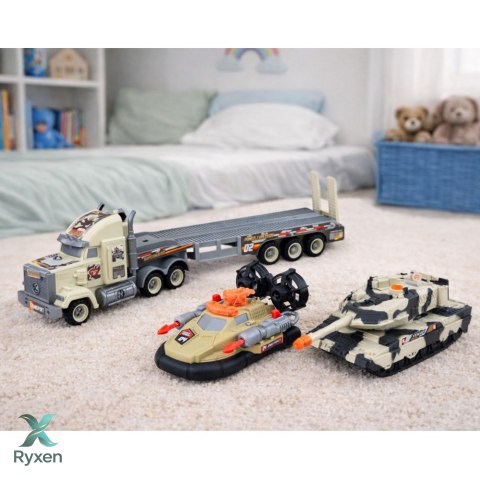 Zestaw Militarny Wojskowy Ciężarówka Czołg Poduszkowiec Żołnierz LEAN TOYS