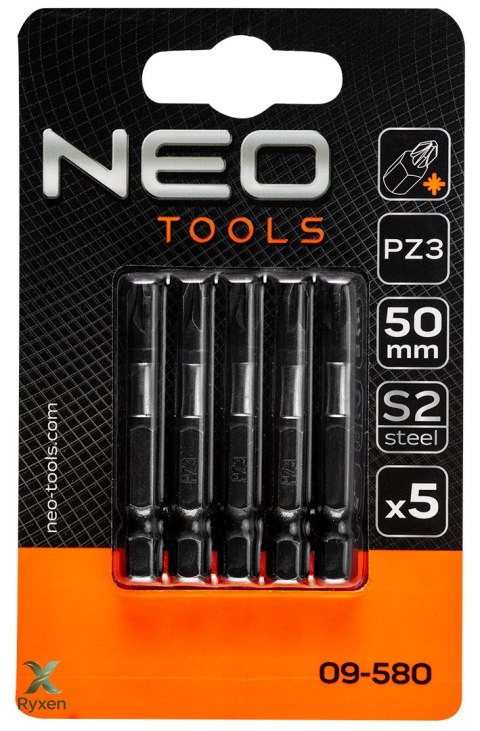 Bity udarowe S2, 50 mm, PZ3, 5 szt. NEO TOOLS