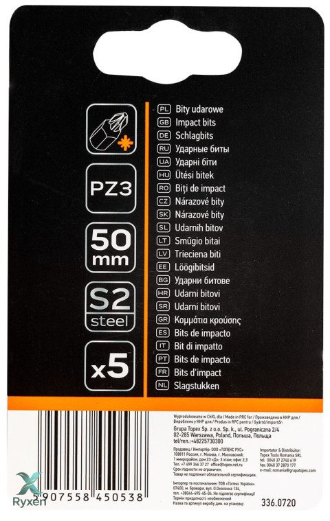 Bity udarowe S2, 50 mm, PZ3, 5 szt. NEO TOOLS