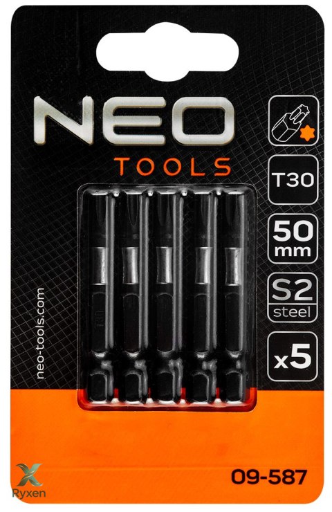 Bity udarowe S2, 50 mm, T30, 5 szt. NEO TOOLS