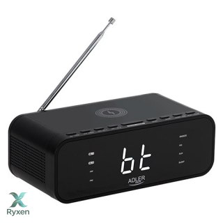 AD 1192 black Radiobudzik z bezprzewodową ładowarką i fm ADLER