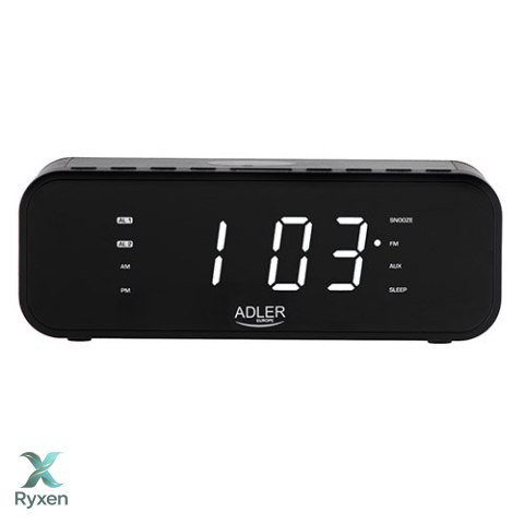 AD 1192 black Radiobudzik z bezprzewodową ładowarką i fm ADLER