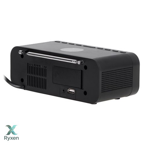 AD 1192 black Radiobudzik z bezprzewodową ładowarką i fm ADLER