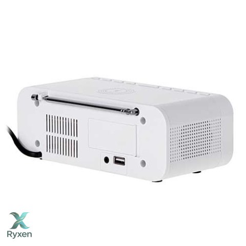 AD 1192 white Radiobudzik z bezprzewodową ładowarką i fm ADLER