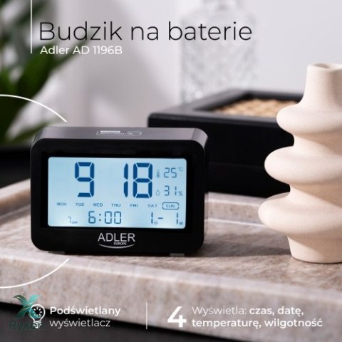 AD 1196 black Budzik na baterie ADLER