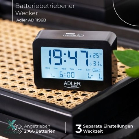 AD 1196 black Budzik na baterie ADLER