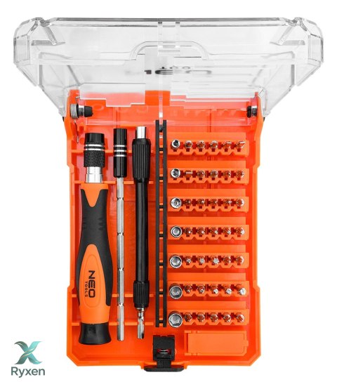 Końcówki wkrętakowe precyzyjne z uchwytem 45 szt. NEO TOOLS