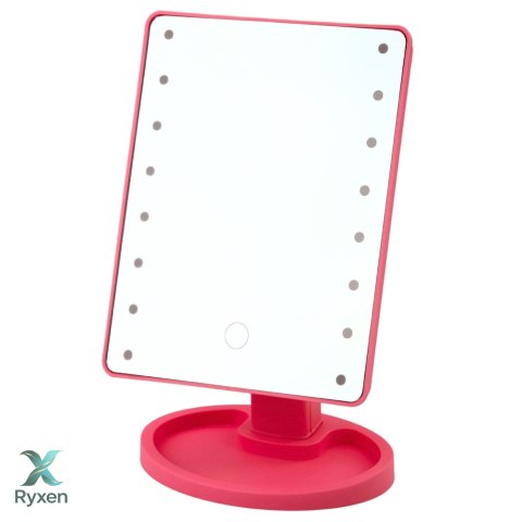 Lusterko Kosmetyczne 16 Diod LED Z Podstawką Regulacja Różowe LEAN TOYS