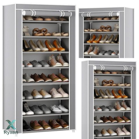 Stojak 8-Poziomowy Na Buty Organizer Szafa Osłona Pyłoszczelna Szara LEAN