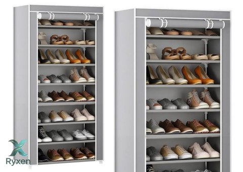 Stojak 8-Poziomowy Na Buty Organizer Szafa Osłona Pyłoszczelna Szara LEAN