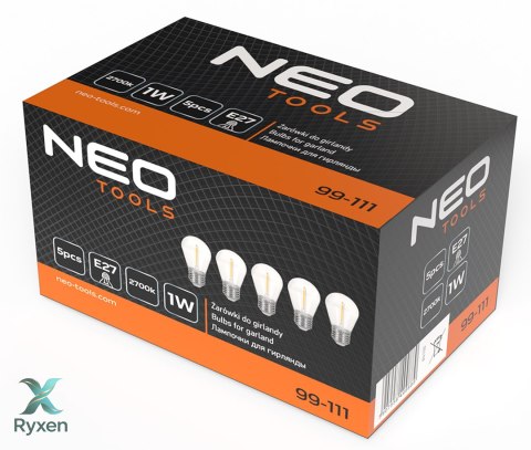 Żarówki 5 szt. 1W, E27 do girlandy NEO TOOLS