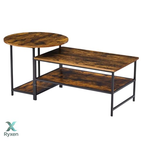 Zestaw Stolików Kawowych 2w1 Vintage Drewno Rustykalne 123x60x51cm LEAN
